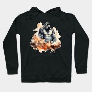 Black gorilla in the city- watercolor Hoodie